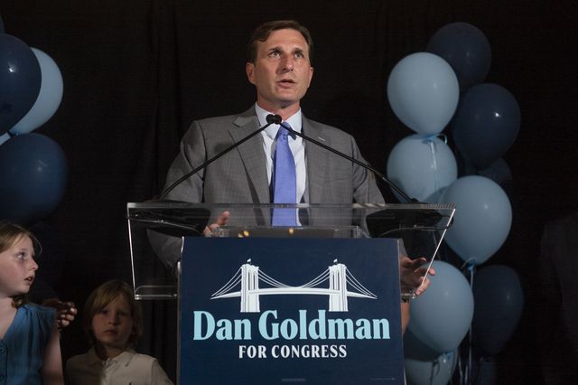 Democratic candidate for New York’s 10th Congressional District, Dan Goldman, at his election night party in Manhattan on Tuesday night.